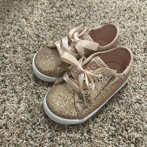 Rose gold glitter keds, baby girl size 3